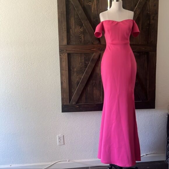 New Elegant Front Slit Off Shoulders Formal Party Long Mermaid Dress - Picture 3 of 16